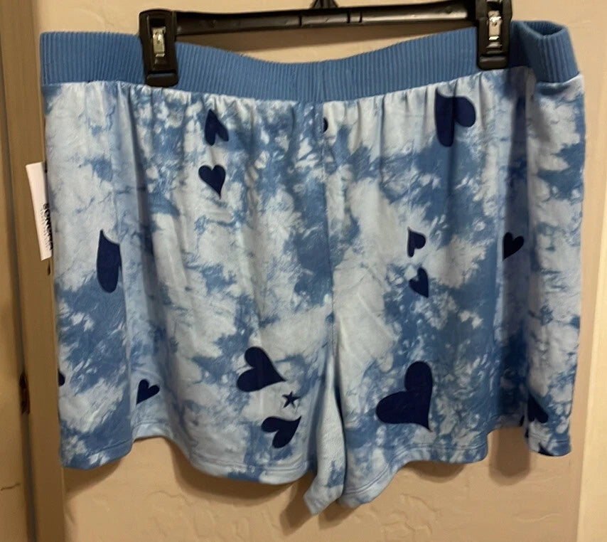 Blue Heart Pajama Set Relaxed Fit 28” P2P 38” Waist XXL Orig $40