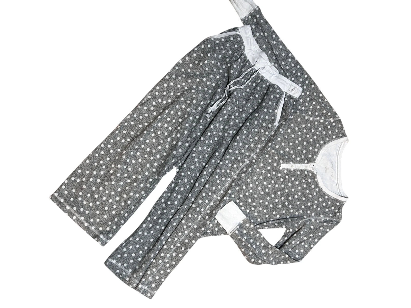 Náutica Gray White Polka-Dot Pajama Set Womens Medium 1669