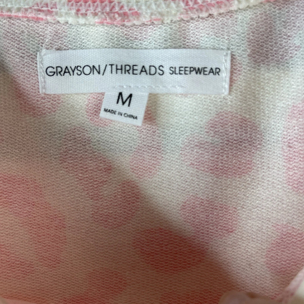 Grayson Threads Women's Medium Top Shorts 2-Pc Pink Cream PJ Set Leopard Print