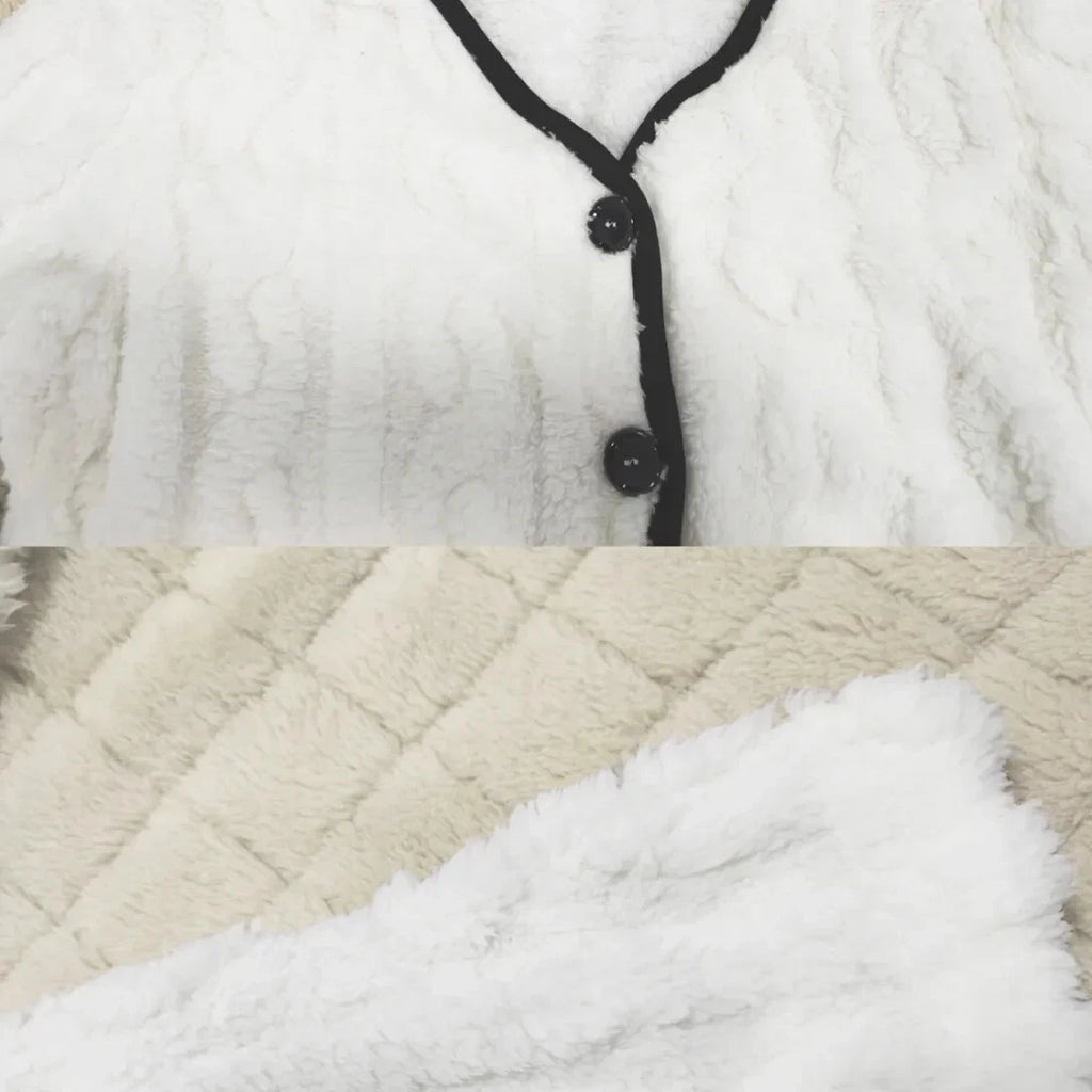 Women Flannel Solid Color Pajamas Set sz S