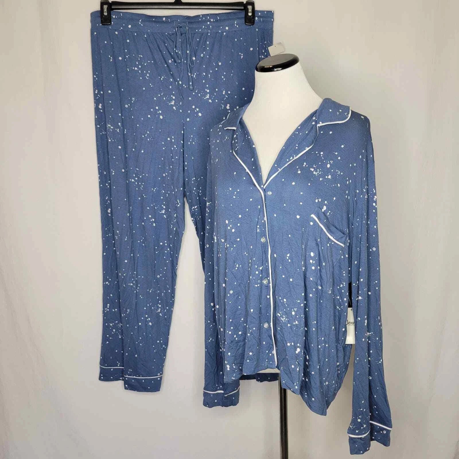 Jenni Notch-Collar Pajama Set Splatter Moonlight Blue NWT Size XXL