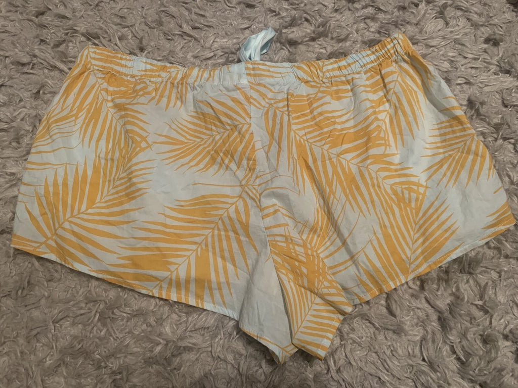 Victoria Secret Sleep Shorts Pajama Bottoms Sz XL - Drawstring - Mint / Mustard