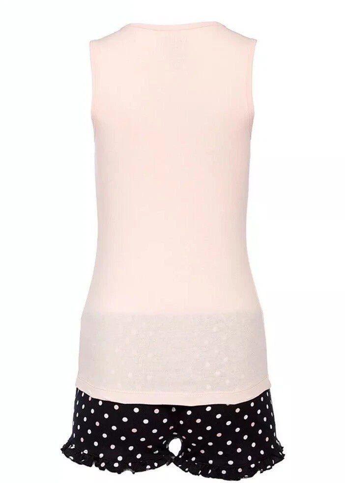 Lala Sleepwear Sequin Panda Pjs Tank Top & Shorts Pink Size:M NEW