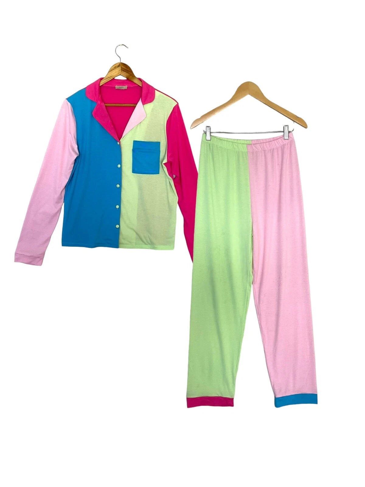 The Night Store Colour Block Pyjama Set Jersey Size S