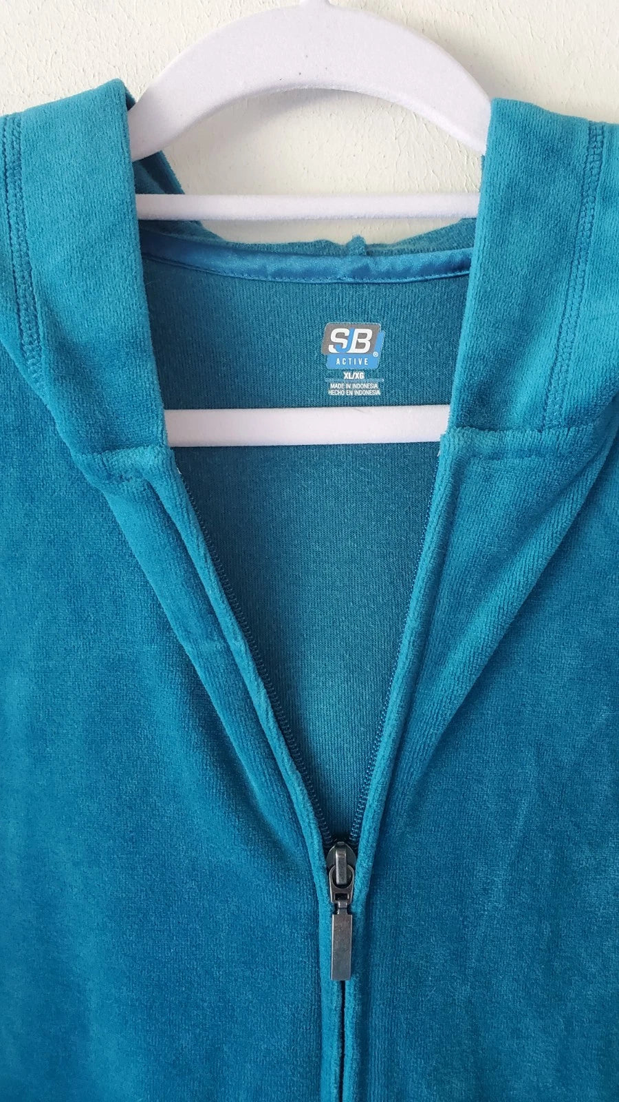 St Johns Bay Women's Blue Velour Lounge Set | Pants and Zip Up Top Size XL