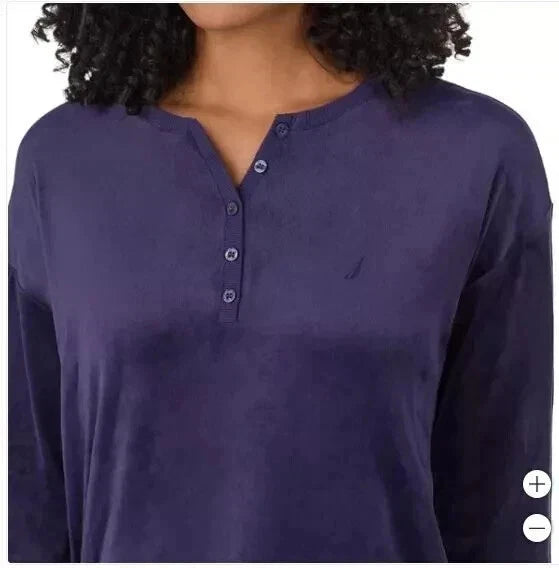 Nautica 2 Piece Sleepwear Set -  Blue Silky Stretch Fleece Women's,  XXL