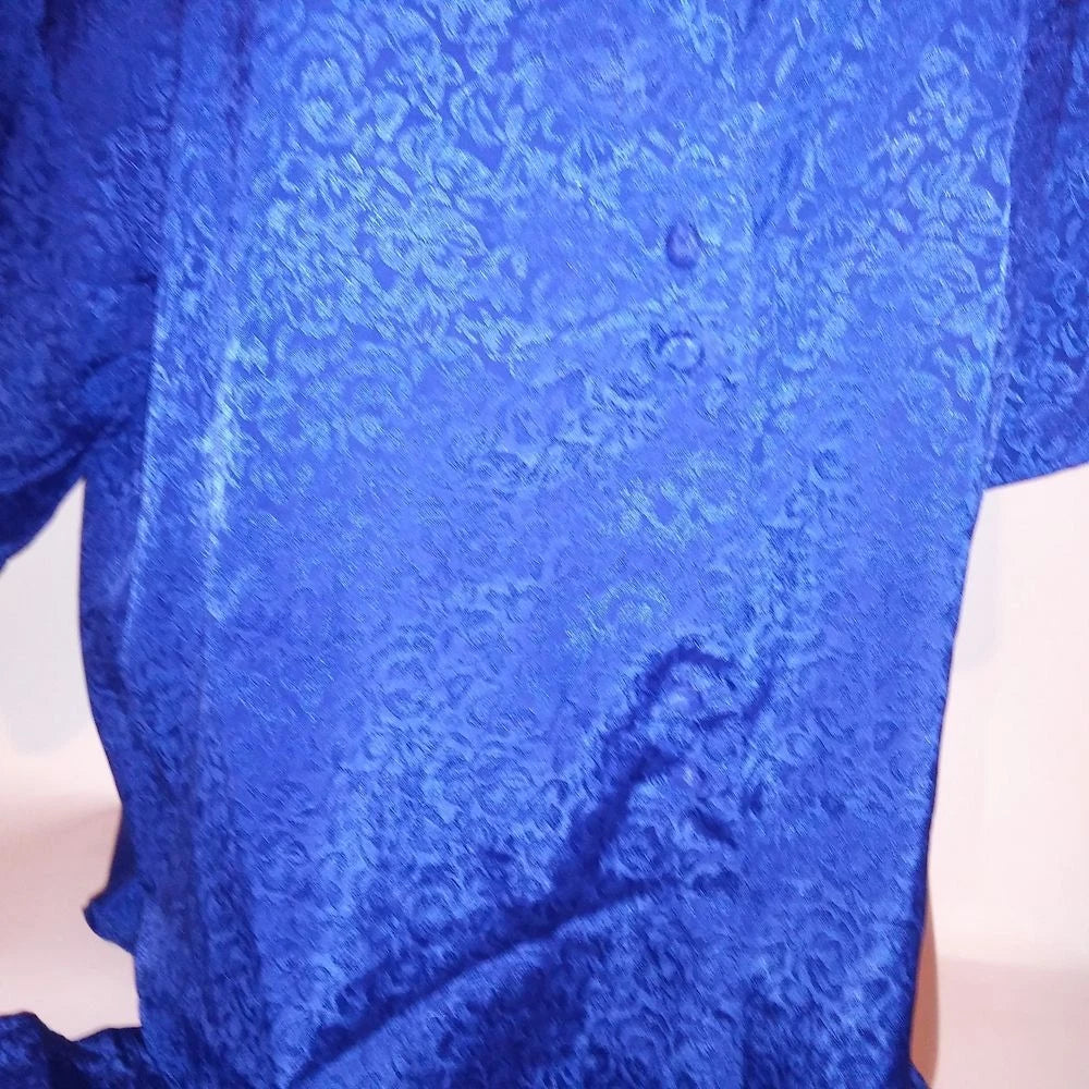 Sarah Spencer Pajama Set Sleepwear Top & Bottom Medium Blue Button Up Pants