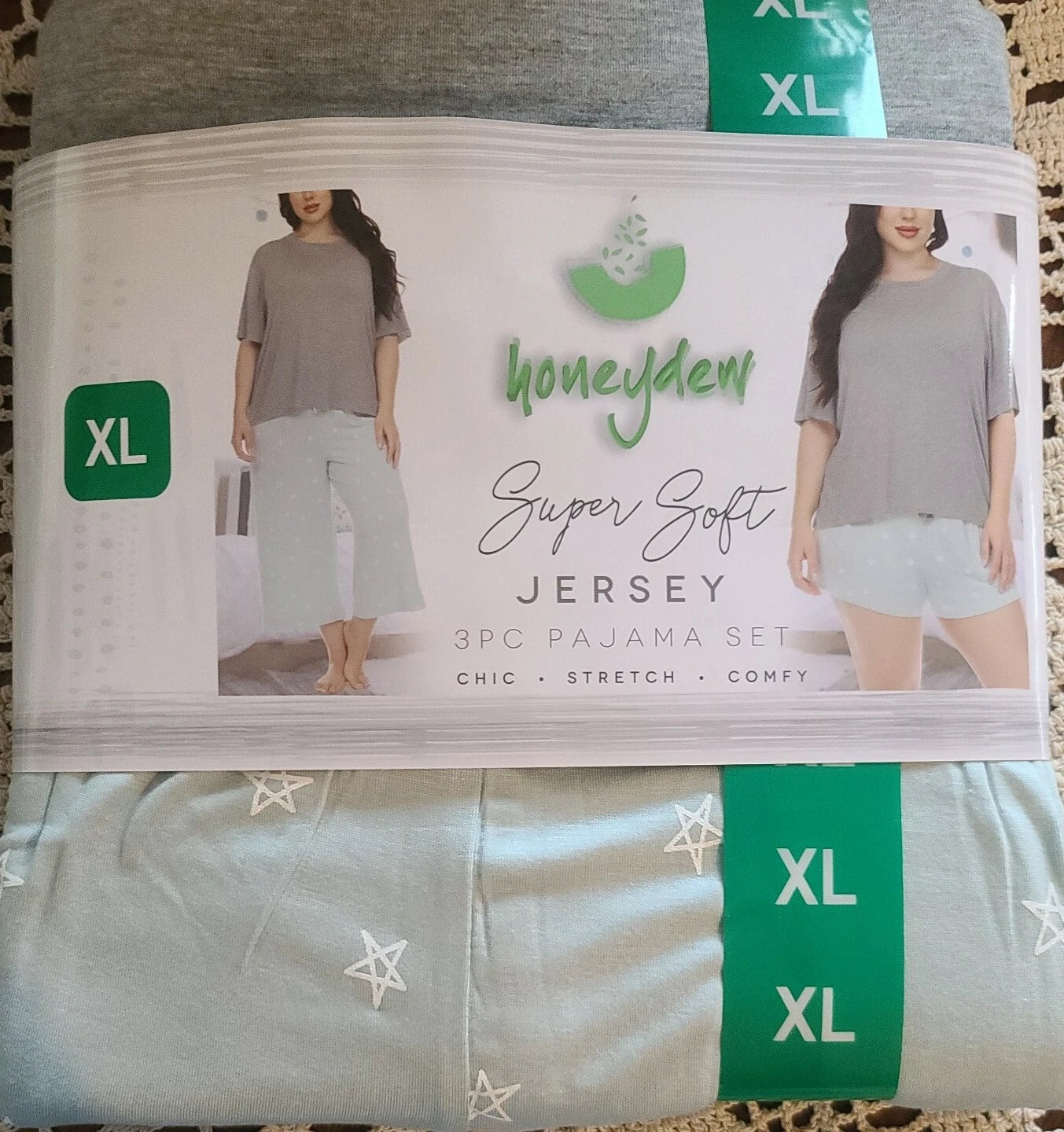 Honeydew ~ EXTRA LARGE ~ 3 Piece Pajama Set ~ Super Soft Jersey ~ CHILLED STARS