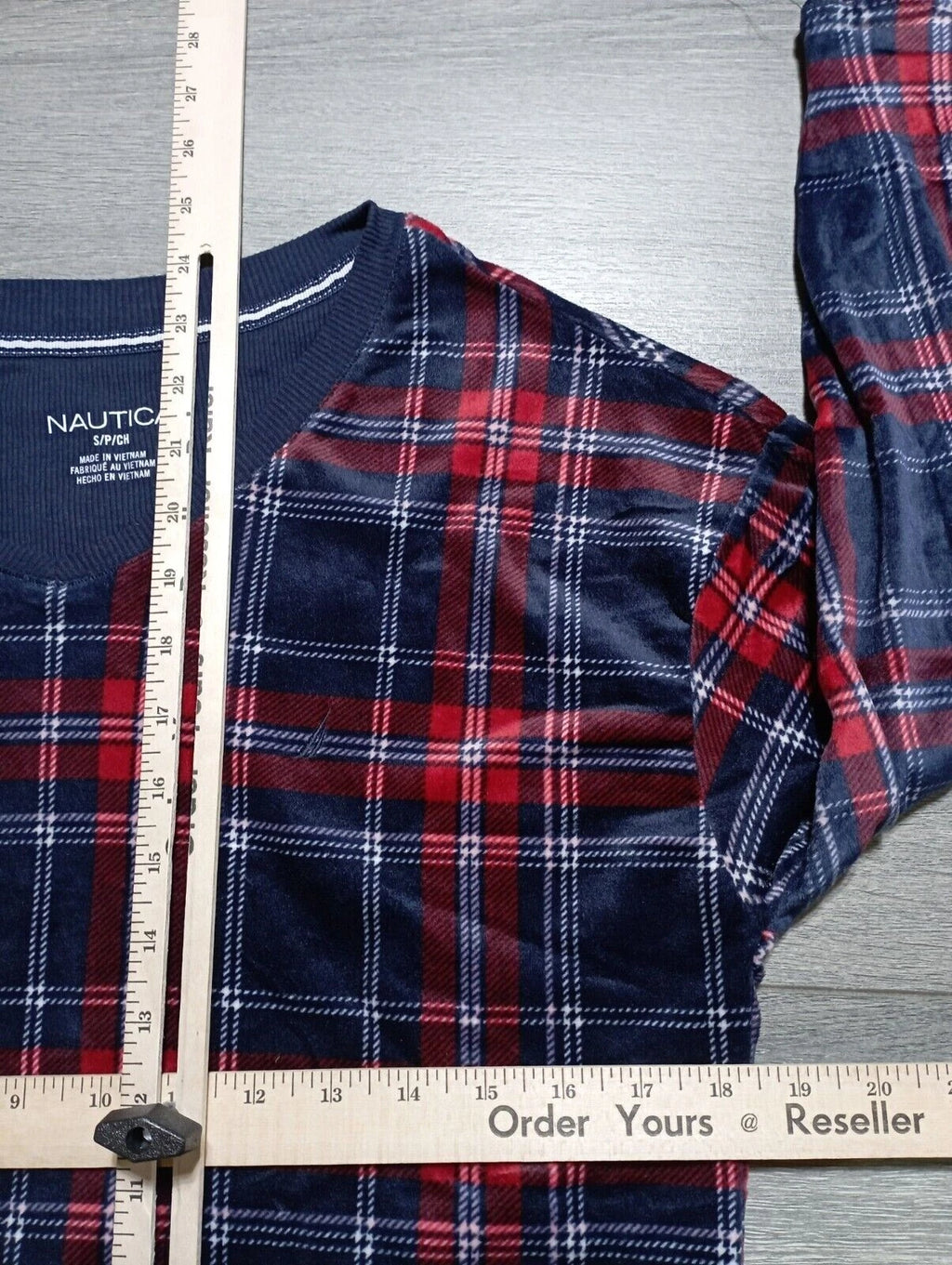 Nautica Pajama Set Adult Small *2PC* Red/Blue Fleece Winter Womens