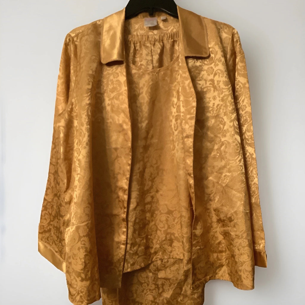 Vintage Enchanting Ladies Sleepwear. Medium (10-12). Gold. 3 Piece.