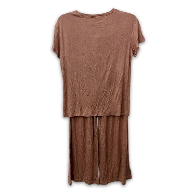 Nordstrom Pajama Set Ribbed Short Sleeves Drawstring Mauve Pink Women's XS NWOT