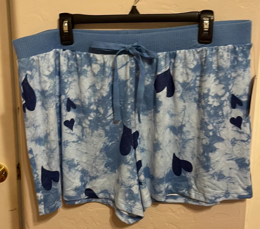 Blue Heart Pajama Set Relaxed Fit 28” P2P 38” Waist XXL Orig $40