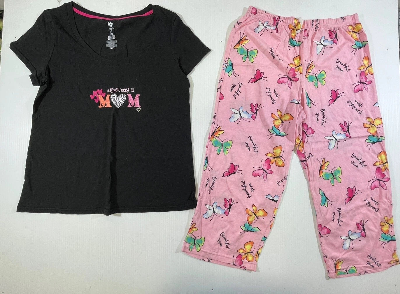 All You Need Is Mom Woman’s Cotton Blend Sleepwear Tee Pant 2Pc Set S 4-6
