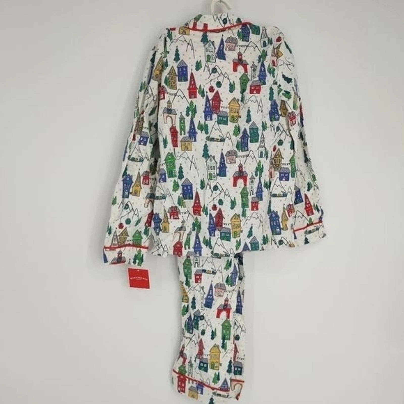 Target NEW Snowy Houses Flannel Pjammas Set 2 Pieces Button Up Size XS