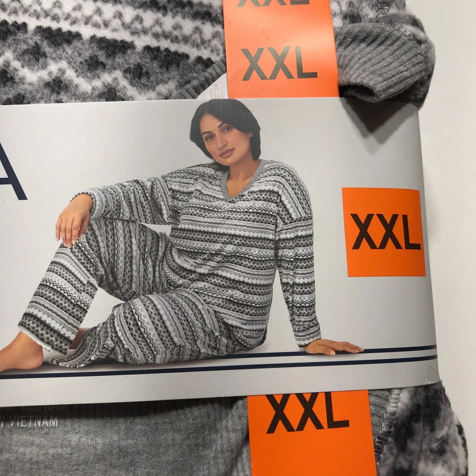 Nautica Sleepwear Set Womens XXL (22-24) 2 Piece Gray White Silky Stretch Fleece