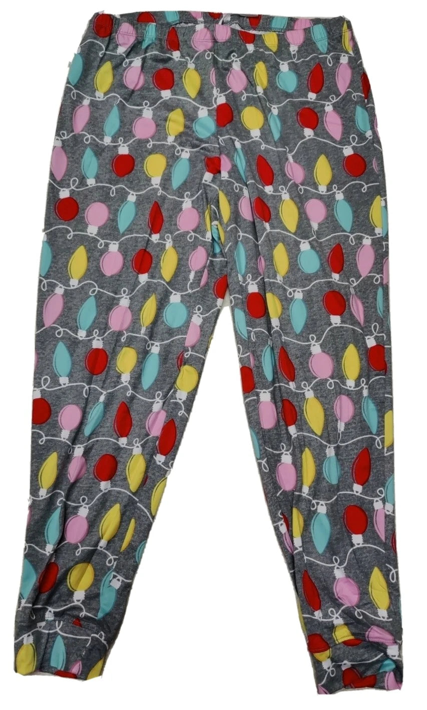 NWT Secret Treasures Womens 2PC SZ M 'Lighten Up' Black/Gray Holiday Pajama Set