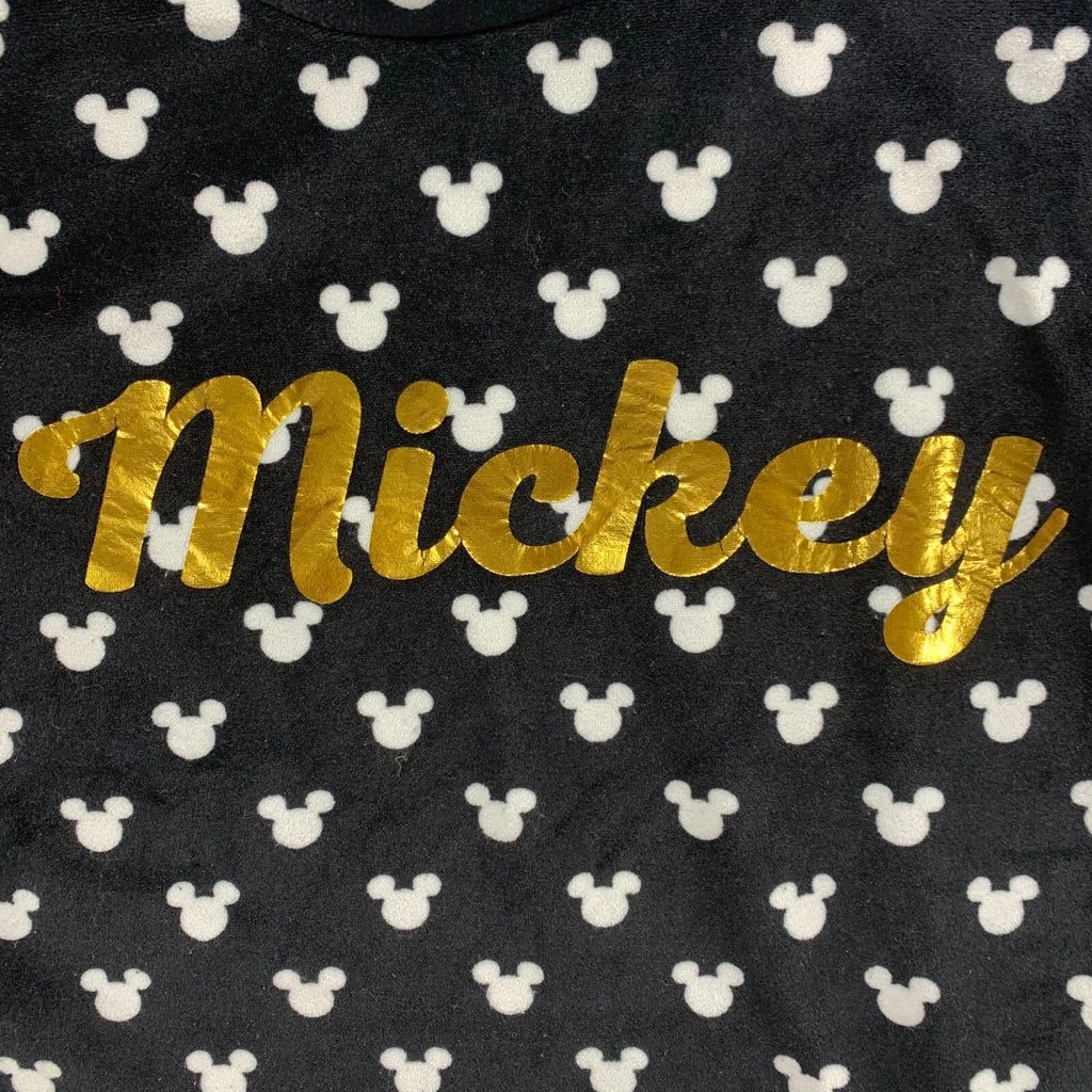 Disney Mickey Mouse Sleepwear Womens XS Black Stretch Pajama Top Pants Set