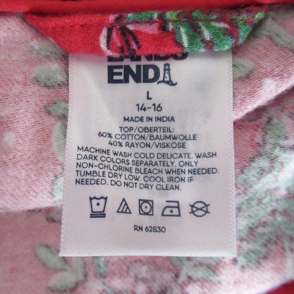 Lands End Pajamas Set L  Red Flannel Dog Dachshund Poodle Pants Top Long Sleeve