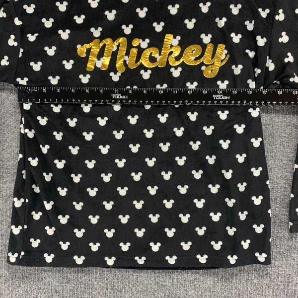 Disney Mickey Mouse Sleepwear Womens XS Black Stretch Pajama Top Pants Set