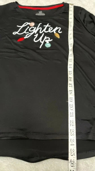 NWT Secret Treasures Womens 2PC SZ M 'Lighten Up' Black/Gray Holiday Pajama Set