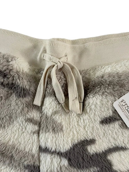 NWT PJ Salvage Women XS Camo Gray Ivory Thick Faux Fur Fleece Shorts SOFT #PQ6/8