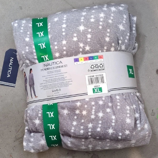 Nautica Women's Gray Stars Cozy Soft Sleepwear Pajama Set Size XL