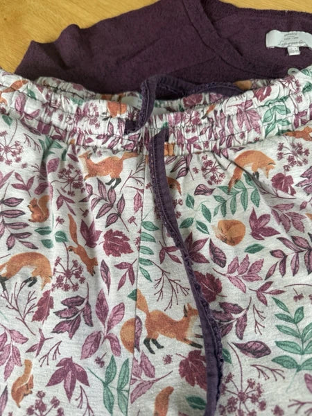 Fat Face Ladies Woodland Fox Print Leggings Trouser & Top Sleepwear Set Size: 8