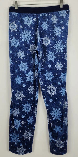 Nautica Womens 2 Piece Pajama Set Size S Blue Snowflake Loose Fit Oversized