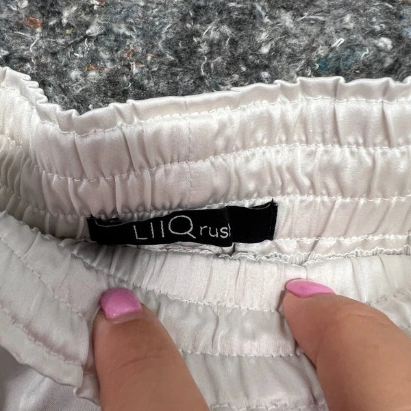 LIIQ Rush Pajama Set Women White Lightweight Two Piece Sleepwear Norm Core