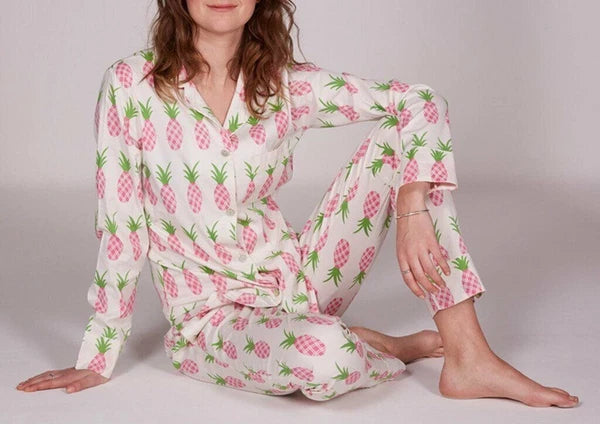 Tales Of Thread Women's Pineapple Pyjama Set Size S UK 8/10 RRP £145 NH9 VV 13