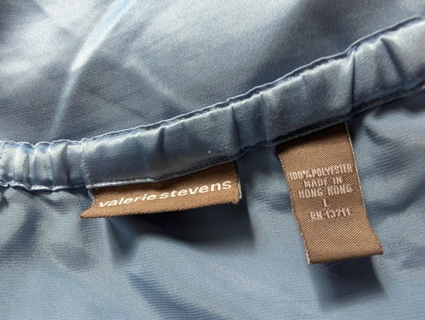 Valerie Stevens Womens Light Blue Satin Pajama Set Button-Up Top & Shorts