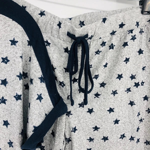 Lucky Brand 4 Piece Women Gray Star Polyester Nightwear Pajama Set Medium Soft