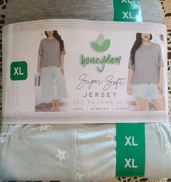 Honeydew ~ EXTRA LARGE ~ 3 Piece Pajama Set ~ Super Soft Jersey ~ CHILLED STARS