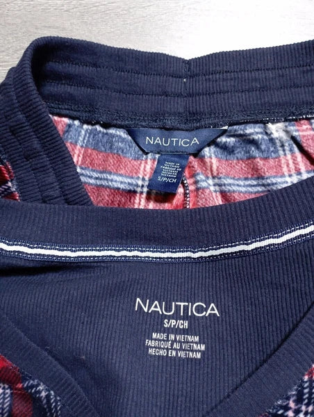 Nautica Pajama Set Adult Small *2PC* Red/Blue Fleece Winter Womens