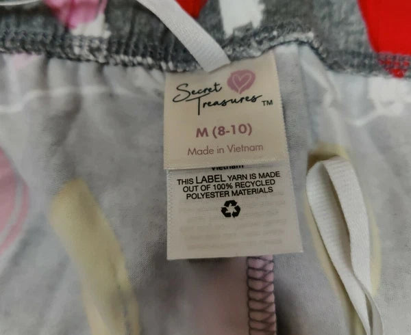 NWT Secret Treasures Womens 2PC SZ M 'Lighten Up' Black/Gray Holiday Pajama Set