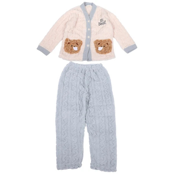 Fleece Pajamas Set Loungewear Sleepwear Girl Cozy for Women Soft