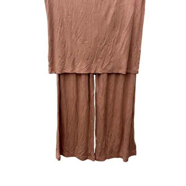 Nordstrom Pajama Set Ribbed Short Sleeves Drawstring Mauve Pink Women's XS NWOT