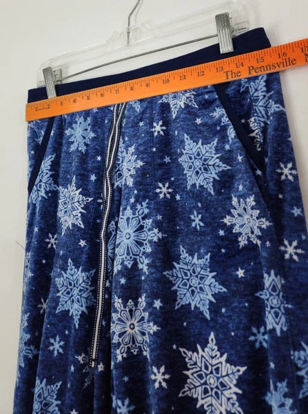 Nautica Womens 2 Piece Pajama Set Size S Blue Snowflake Loose Fit Oversized