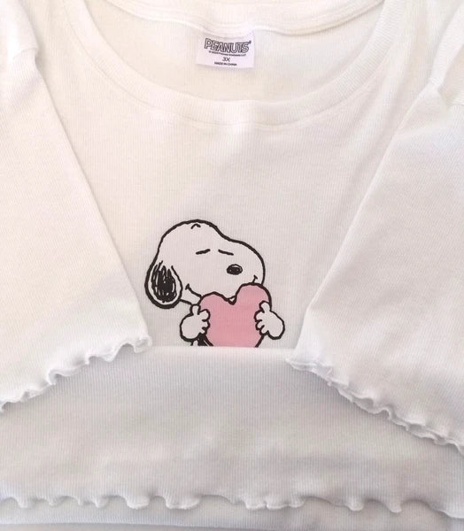 Snoopy Womens Size 3X Two Piece Pajama Set Pink White Stripe Short