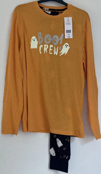LADIES F&F ' BOO CREW ' HALLOWEEN GHOST LONG SLEEVE LONG LEG PYJAMAS BNWT XL