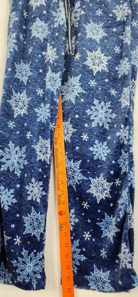 Nautica Womens 2 Piece Pajama Set Size S Blue Snowflake Loose Fit Oversized