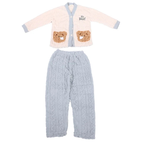 Fleece Pajamas Set Loungewear Sleepwear Girl Cozy for Women Soft