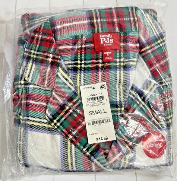 Macy's Family Pajamas Set Women's Cotton Plaid Pajamas Set Stewart Plaid Small