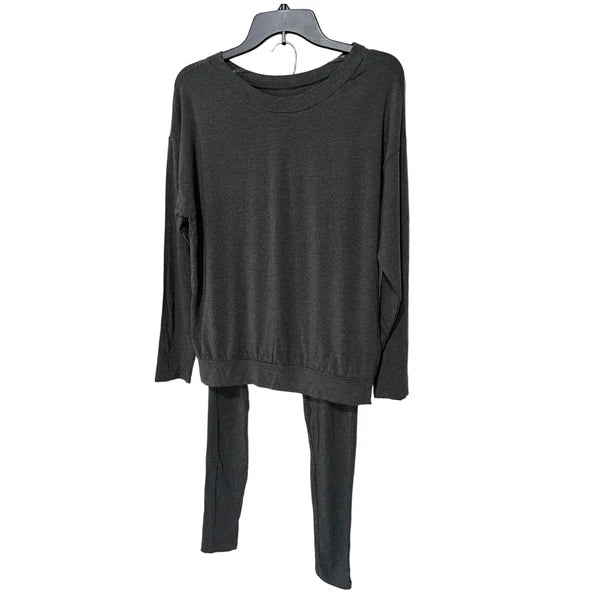 ALFANI WOMENS PAJAMAS MODAL LOUNGE MIX SET LS TOP SMALL LEGGINGS XSMALL GRAY