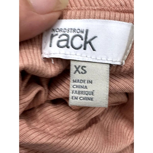 Nordstrom Pajama Set Ribbed Short Sleeves Drawstring Mauve Pink Women's XS NWOT