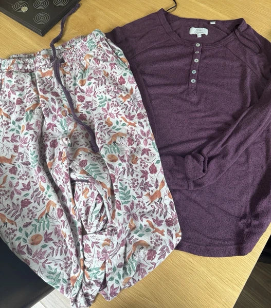 Fat Face Ladies Woodland Fox Print Leggings Trouser & Top Sleepwear Set Size: 8