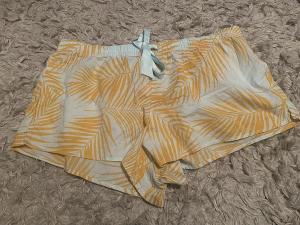 Victoria Secret Sleep Shorts Pajama Bottoms Sz XL - Drawstring - Mint / Mustard