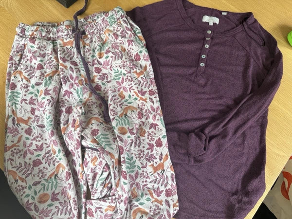 Fat Face Ladies Woodland Fox Print Leggings Trouser & Top Sleepwear Set Size: 8