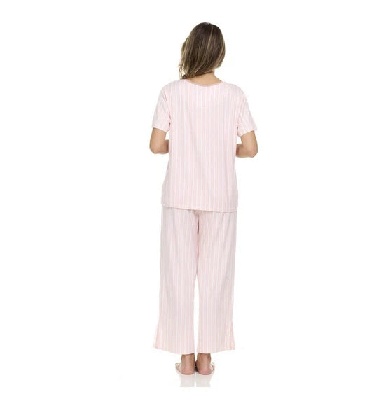 Flora Nikrooz 2-Piece Short Sleeve and Capri Pajama Set Size XL Pink