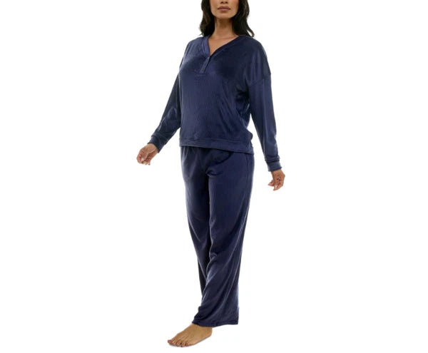 Roudelain Women's Long-Sleeve Ribbed Velour Pajama Set Size L 6236
